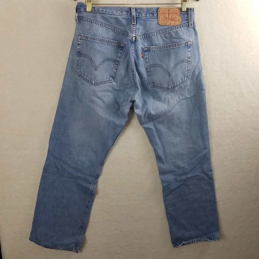 Levi Strauss 501 Jeans Mens Light Wash Button Fly Straight Leg Denim Pants XX